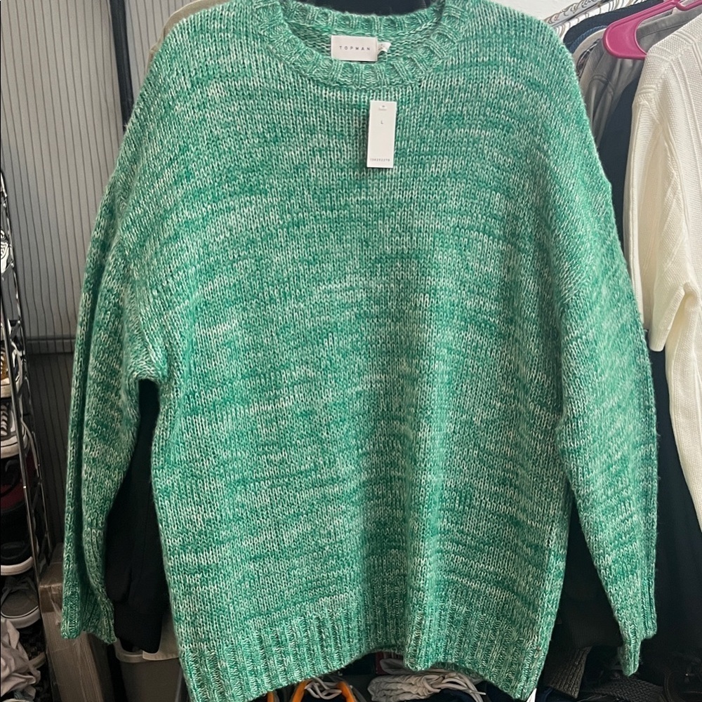Topman Green Crewneck Sweater